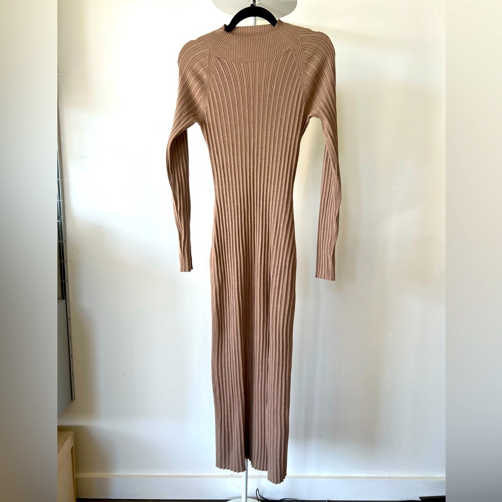 aritzia wilfred women's alchemy dress beige long sleeve